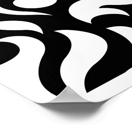 Damask Baroque Design Weiß auf schwarz Poster (Ecke)