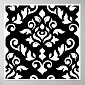 Damask Baroque Design Weiß auf schwarz Poster (Vorne)