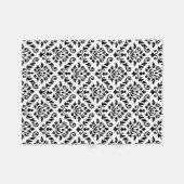 Damask Baroque Muster Schwarz auf Weiß Fleecedecke (Vorderseite (Horizontal))