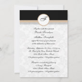 Damask Beige Monogram Hochzeit Einladung (Rückseite)