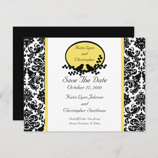 Damask & Birds Ankündigung Datum freihalten (Vorne/Hinten)