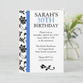 Damask Birthday Einladung (Stehend Vorderseite)