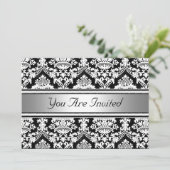 Damask Birthday Party Einladung (Stehend Vorderseite)
