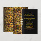 Damask Birthday Party Gold Black Leopard Einladung (Vorne/Hinten)