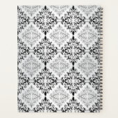 Damask Black and Gray Elegante Planner Planer (Rückseite)