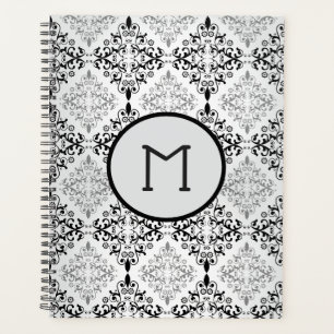 Damask Black and Gray Elegante Planner Planer
