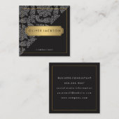 Damask Black Gold Führungskraft Quadratische Visitenkarte (Vorne/Hinten)
