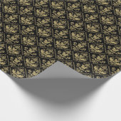 Damask Black Gold: Klassisches Ornament. Geschenkpapier (Ecke)