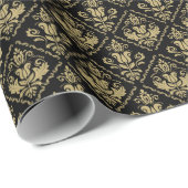 Damask Black Gold: Klassisches Ornament. Geschenkpapier (Rolleneckpunkt)