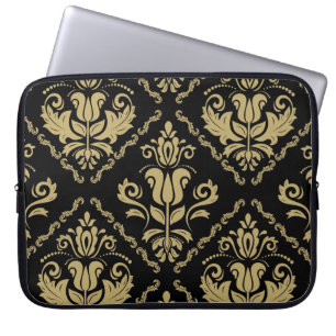 Damask Black Gold: Klassisches Ornament. Laptopschutzhülle