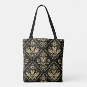Damask Black Gold: Klassisches Ornament. Tasche (Rückseite)