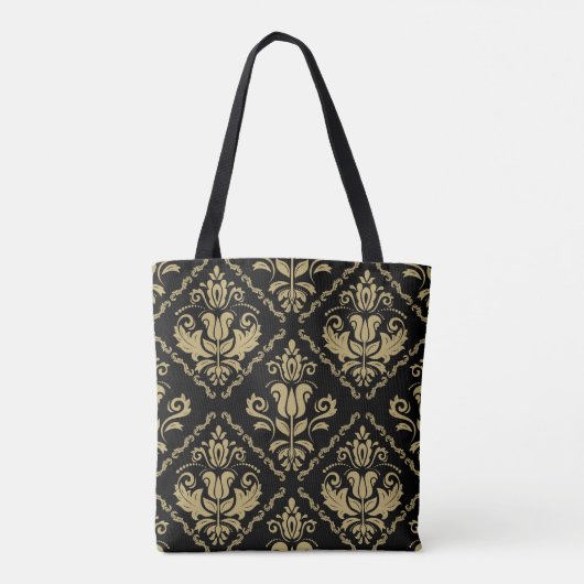 Damask Black Gold: Klassisches Ornament. Tasche (Rückseite)