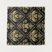 Damask Black Gold: Klassisches Ornament. Wandteppich (Vorderseite (Horizontal))