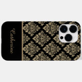 Damask Black Gold Swirl Personalisierter Name Case-Mate iPhone Hülle (Rückseite (Horizontal))