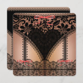 Damask Black Lace Lingerie Einladung (Vorne/Hinten)
