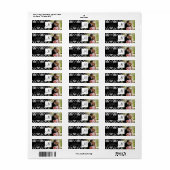 Damask Black Monogram Foto Wedeladresse Labels (Vorne)