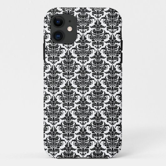 Damask - Black on White iPhone Case (Rückseite)