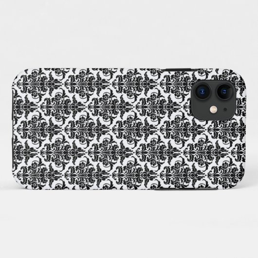 Damask - Black on White iPhone Case (Rückseite (Horizontal))