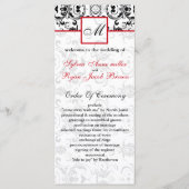 Damask black red MONOGRAM Wedding Program Programm (Vorderseite)