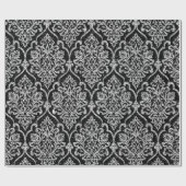 Damask Black Royal Gray Silver Glitzer Geschenkpapier (Flach)