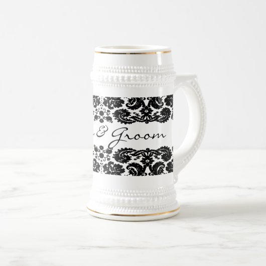 Damask Black Stein Bierglas (VorderseiteRechts)