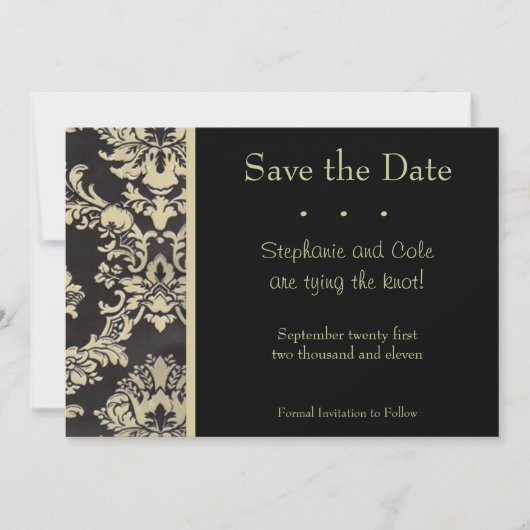 Damask Black und Tan Save The Date (Vorderseite)