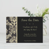 Damask Black und Tan Save The Date (Stehend Vorderseite)
