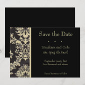 Damask Black und Tan Save The Date (Vorne/Hinten)