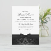 Damask Black & White Bow Brautparty laden Einladung (Stehend Vorderseite)
