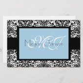 Damask Black & White Briefpapier (Vorne/Hinten)