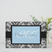 Damask Black & White Briefpapier (Stehend Vorderseite)