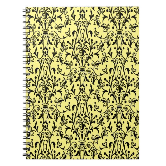 Damask Black & Yellow Notizblock (Vorderseite)
