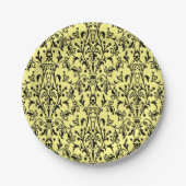 Damask Black & Yellow Pappteller (Vorderseite)