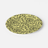 Damask Black & Yellow Pappteller (Schrägansicht)