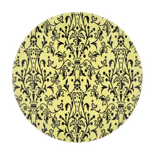 Damask Black & Yellow Schneidebrett (Vorderseite)