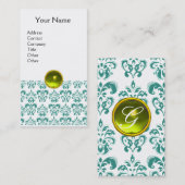 DAMASK BLAU MONOGRAMM Edelstein gelb Visitenkarte (Vorne/Hinten)