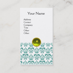DAMASK BLAU MONOGRAMM Edelstein gelb Visitenkarte