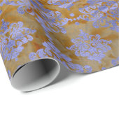 Damask Blue Cobalt Old Paris Rose Gold Royal Geschenkpapier (Rolleneckpunkt)