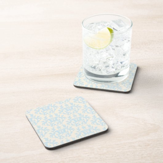 Damask blue & cream botanic set of 6 Coasters Untersetzer (Rechte Seite)