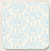 Damask blue & cream botanic set of 6 Coasters Untersetzer (Vorderseite)