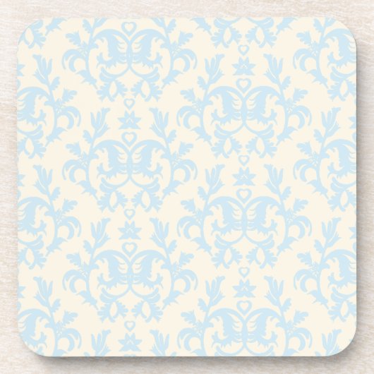 Damask blue & cream botanic set of 6 Coasters Untersetzer (Vorderseite)