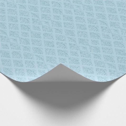 Damask Blue Diamond Design Elegante Boy Baby Dusch Geschenkpapier (Ecke)