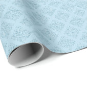 Damask Blue Diamond Design Elegante Boy Baby Dusch Geschenkpapier (Rolleneckpunkt)