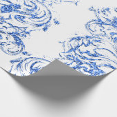 Damask Blue Indigo Royal White Antonietta Hütte Geschenkpapier (Ecke)