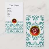 DAMASK BLUE MONOGRAM Edelstein Roter Ruby, hellwei Visitenkarte (Vorne/Hinten)