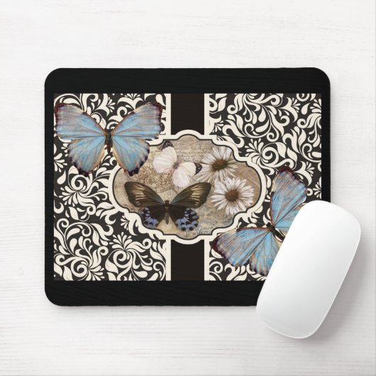 Damask & Blue Mousepad (Mit Mouse)