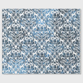 Damask Blue Navy White Royal Gray Hütte Geschenkpapier (Flach)