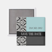 Damask Blue Save the Date Magnet (Vorderseite/Rückseite)