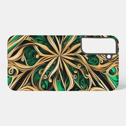 Damask Blume Gold Black Aquamarin Samsung Galaxy Hülle (Rückseite (Horizontal))