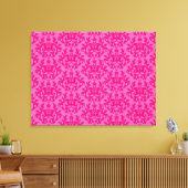 Damask botanic & herzen Hot-Rosa-Triptychdruck Leinwanddruck (Insitu (Wohnzimmer))